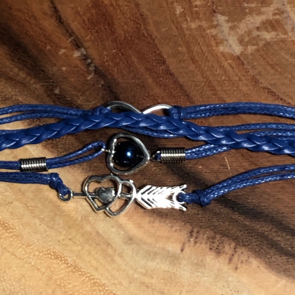 NWY 5 strand Navy Leather Bracelet 7” 2” extender - Picture 2 of 11